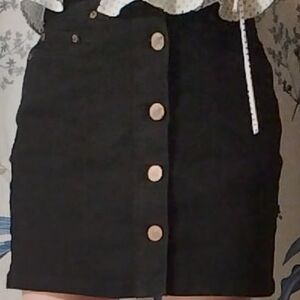 Nobo High Rise Blawck Button-Front Skirt Size 9